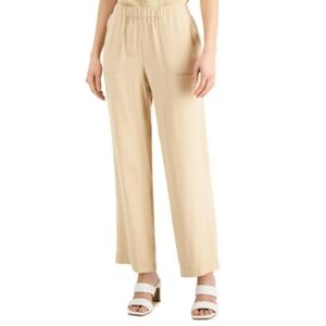 NWT Alfani Garden Oasis Beige Elastic Waist Pull-On Wide Leg Pants Very Soft